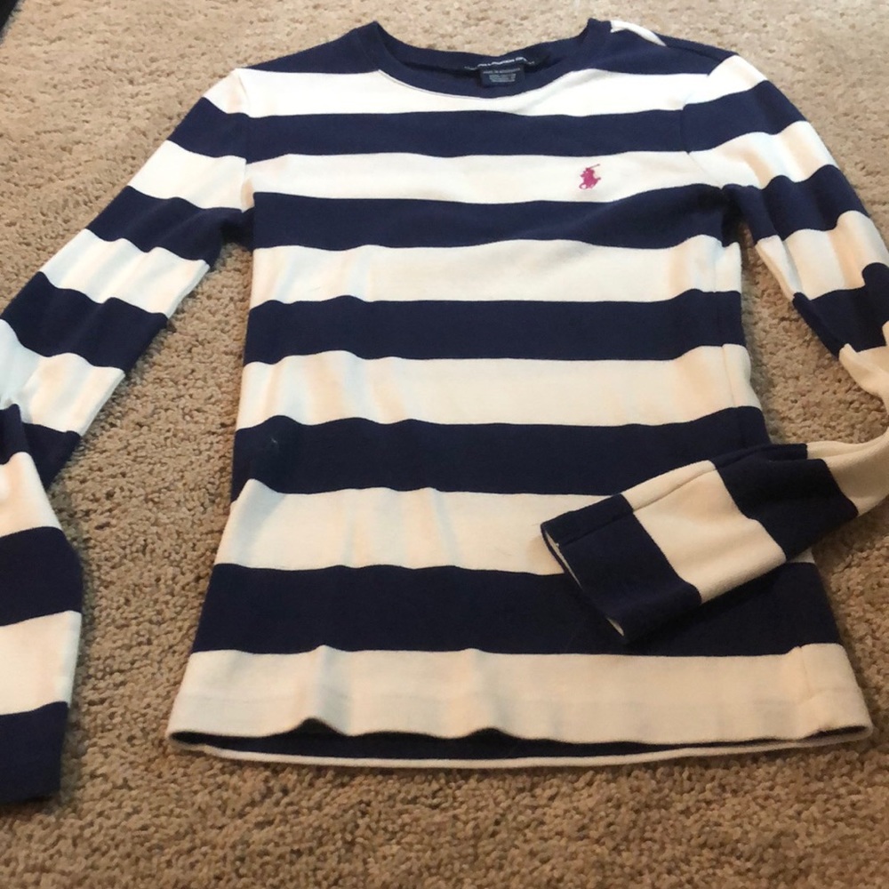 3/$15 Ralph Lauren navy & white striped shirt